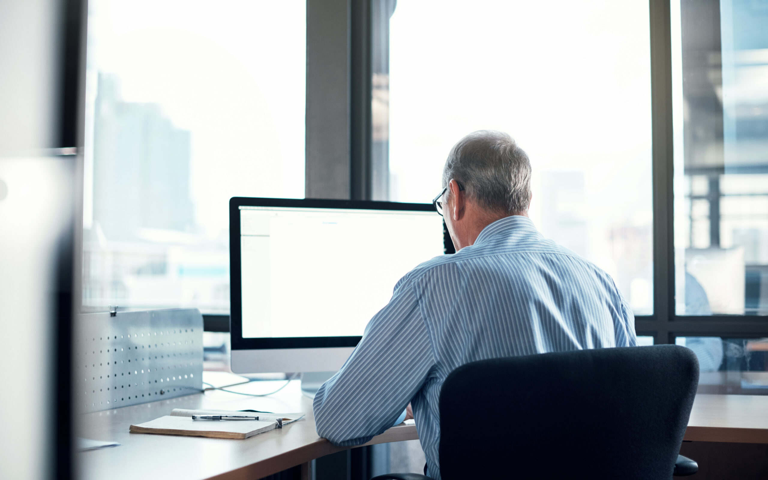 Mature businessman working at his desk
